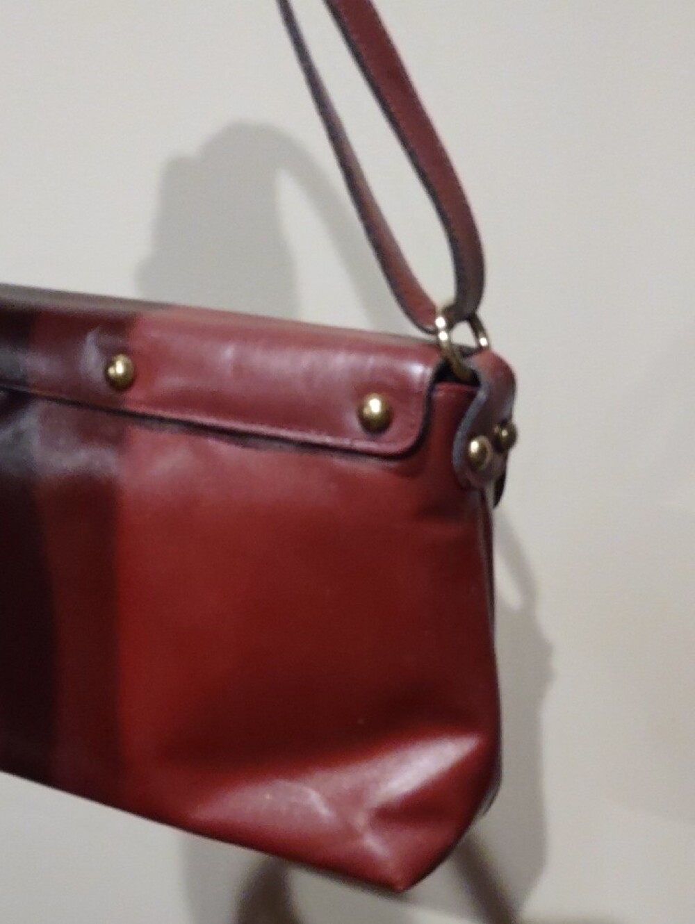 Leather Shoulder Bag in Burgundy Purse Handbag - Picture 8 of 13